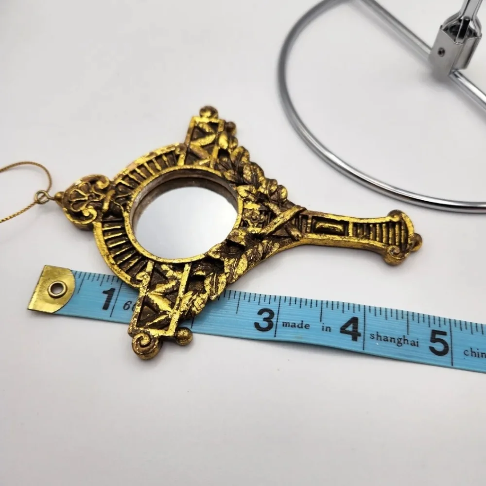 Christmas Ornament, Set of 2 Gold, with mirrors